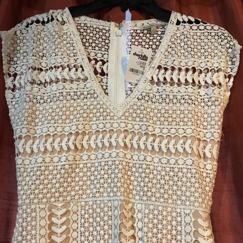 Charlotte Russe crochet fully lined long dress